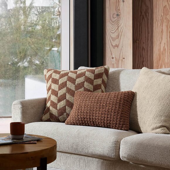 New Sunday Citizen Chevron Throw Pillow in Chestnut/Biscotti - Picture 5 of 8